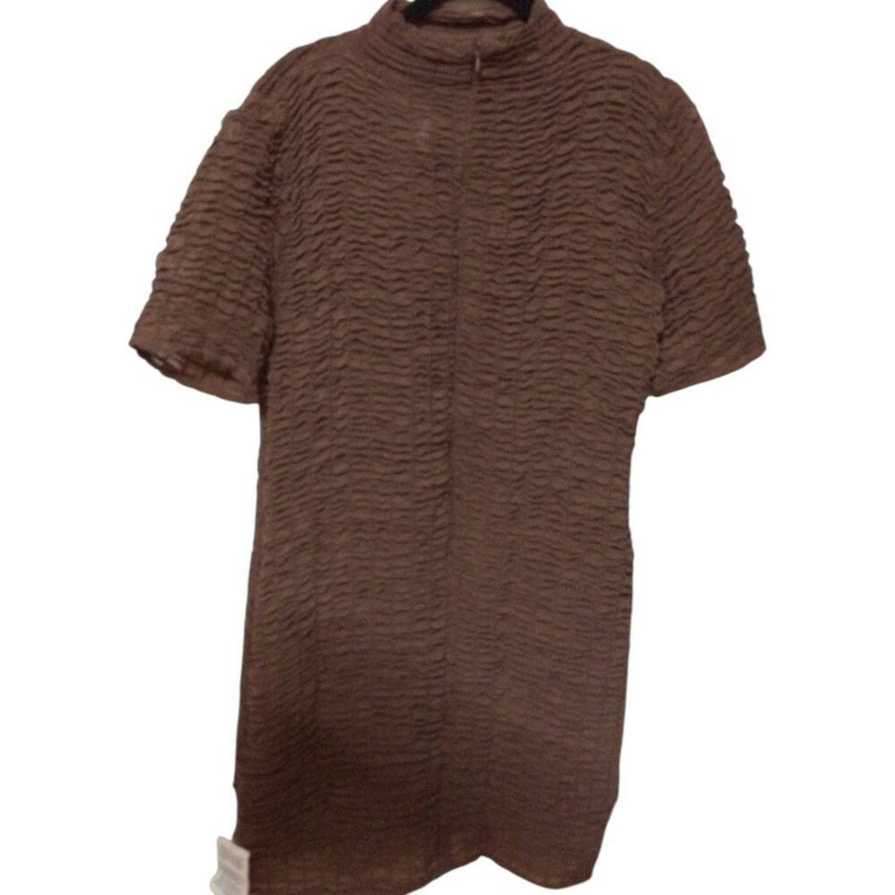 ASOS Design Dress Ruched Sheer Mock Neck Y2K New with Tags Rich Chocolate Size 8